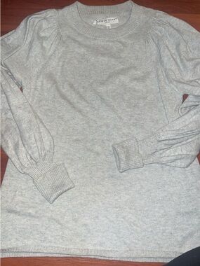 Apiece Apart Light Gray Puff Shoulder Crewneck Sweater